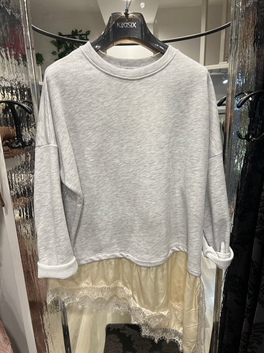 Felpa con raso e pizzo kikisix