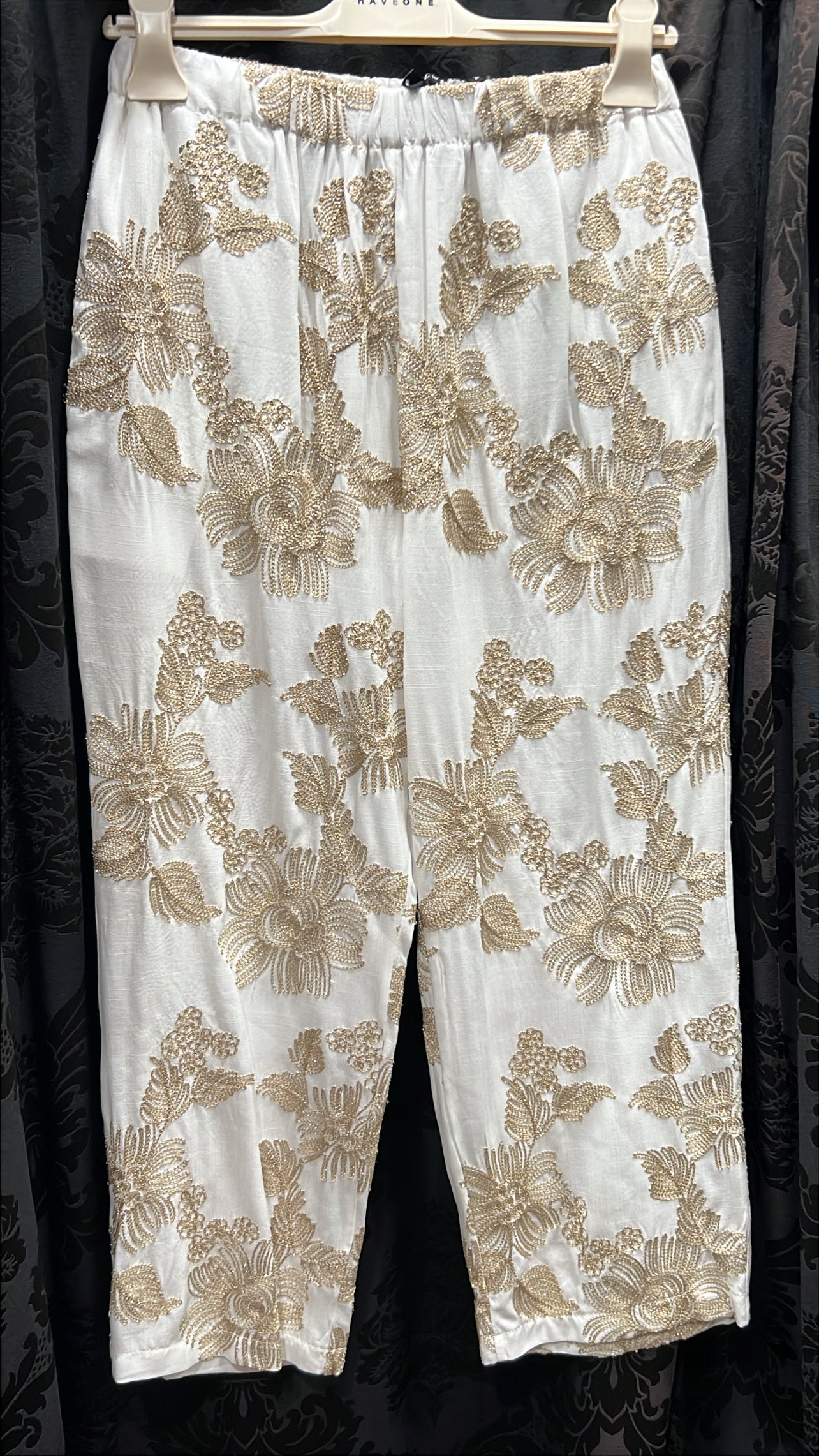 Pantalone ricamo oro haveone