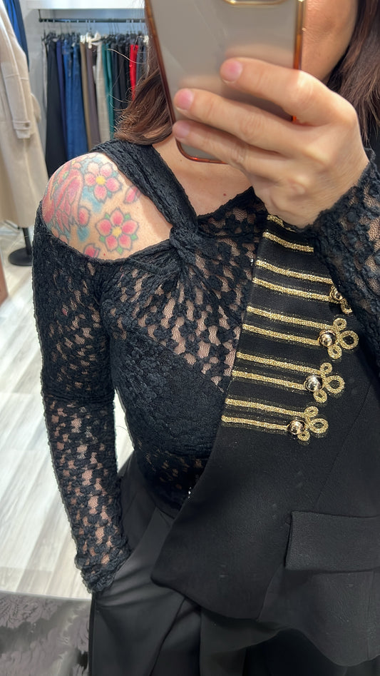 Maglia pizzo cut out Lumina