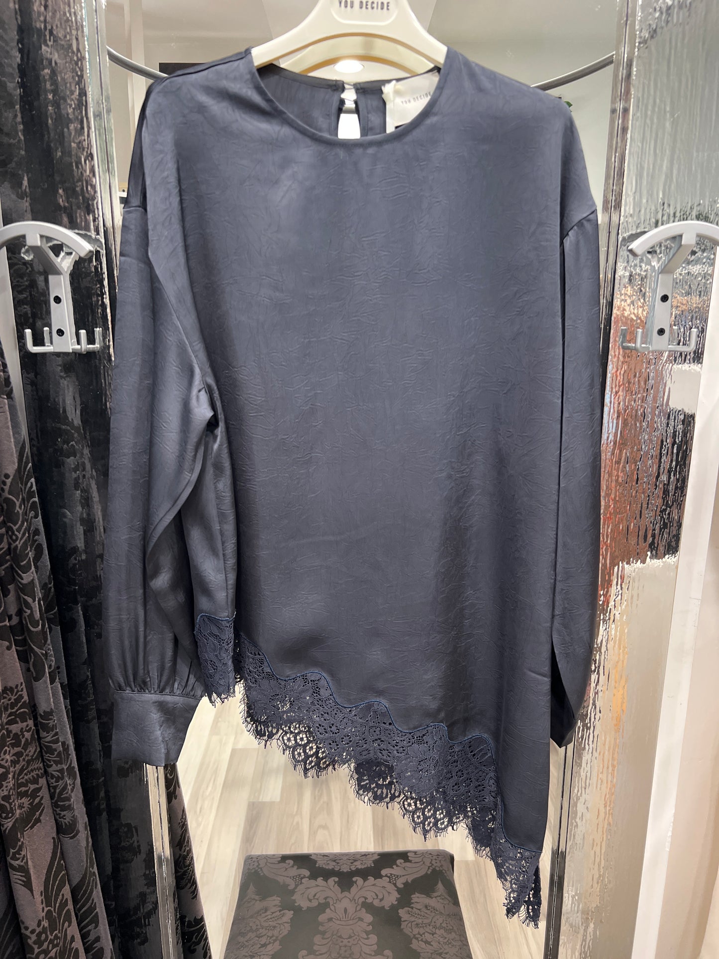 Blusa raso stropicciato con pizzo you decide