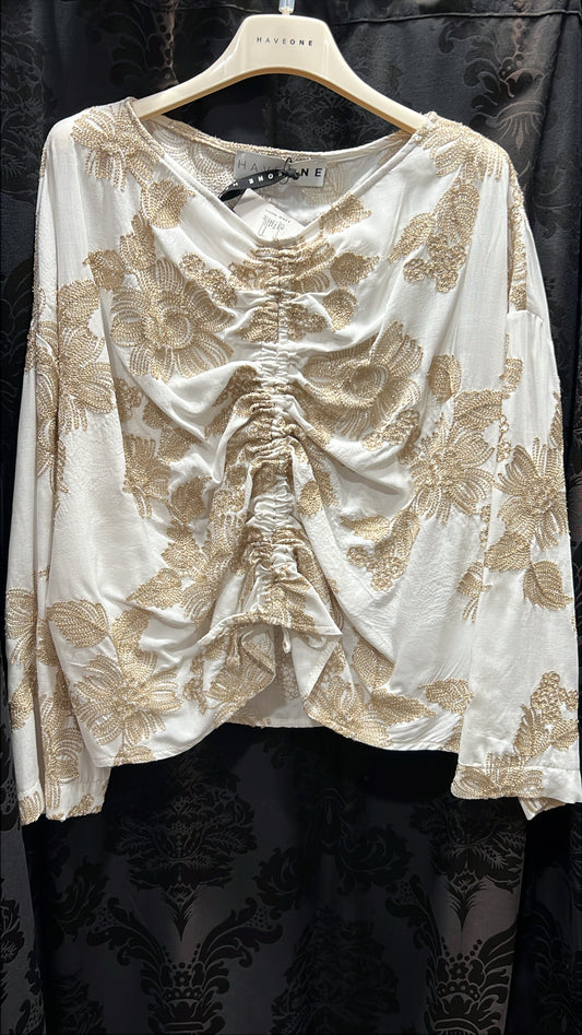 Blusa ricamo oro haveone
