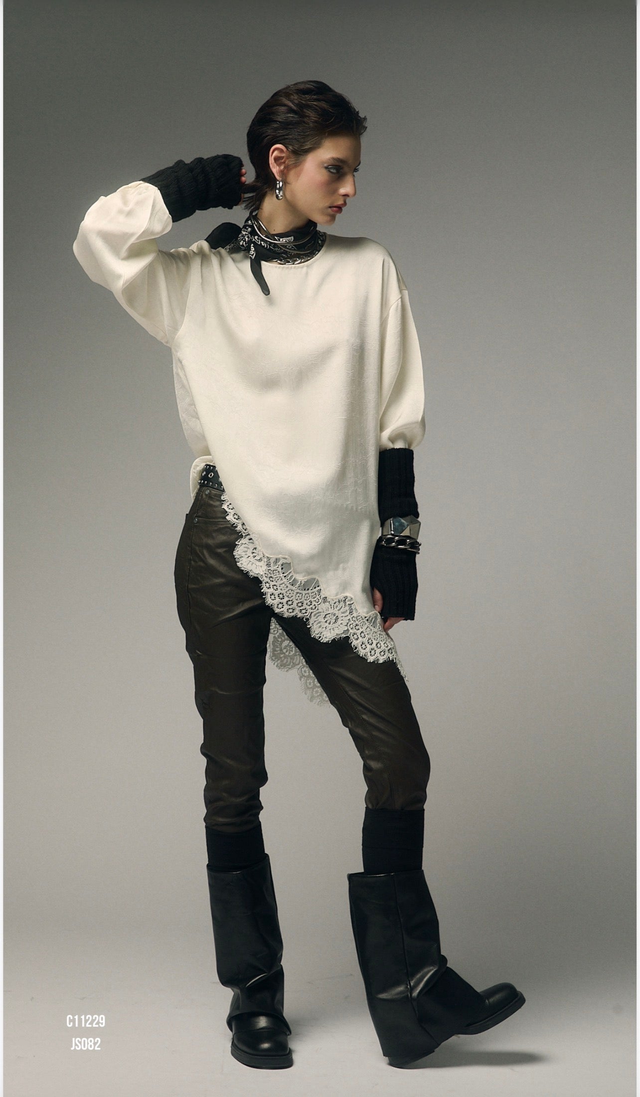 Blusa raso stropicciato con pizzo you decide